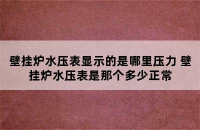 壁挂炉水压表显示的是哪里压力 壁挂炉水压表是那个多少正常